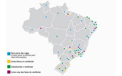 Enem vai ser usado no vestibular de 59 universidades federais; veja o mapa